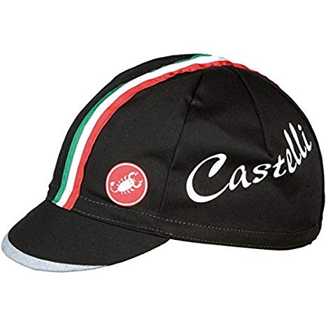 Castelli Retro Cycling Cap - Black with Green White and Red Italy Tricolor Stripes