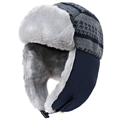 SIGGI Men's Faux Fur Trapper Hunting Hat with Earflap Mask Russian Ushanka