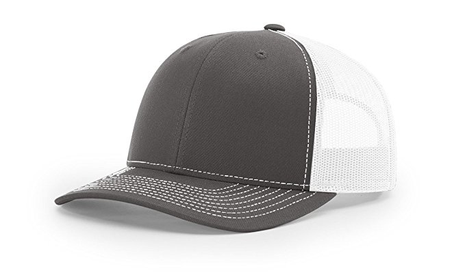 Richardson Charcoal/White 112 Mesh Back Trucker Cap Snapback Hat w/THP No Sweat Headliner