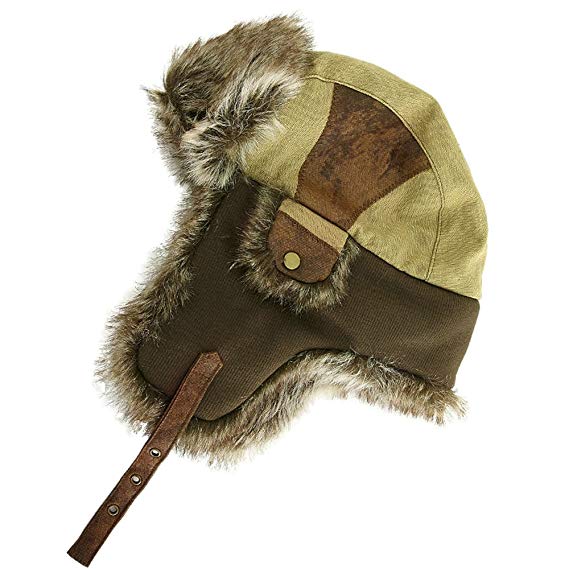 SIGGI Faux Fur Trapper Hat for Men Cotton Warm Ushanka Russian Hunting Hat