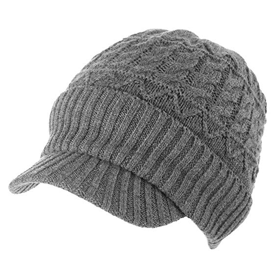 SIGGI 2Piece Wool/Acrylic Knit Hat&Scarf Sets Winter Visor Beanie 2-Layer Unisex