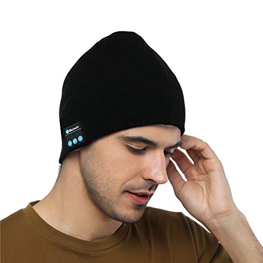 Shnmin Bluetooth Beanie Hat For Men Women Wireless Knit Music Cap Built-In Microphone Christmas Gift