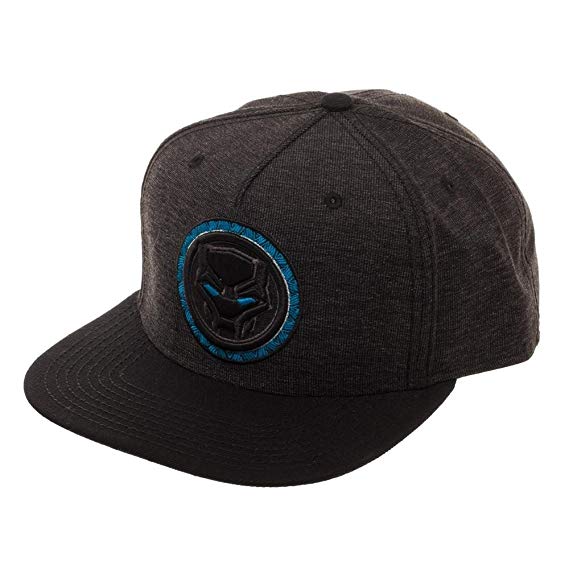 Black Panther Marvel Embroidery Logo Nylon Black Snapback Hat