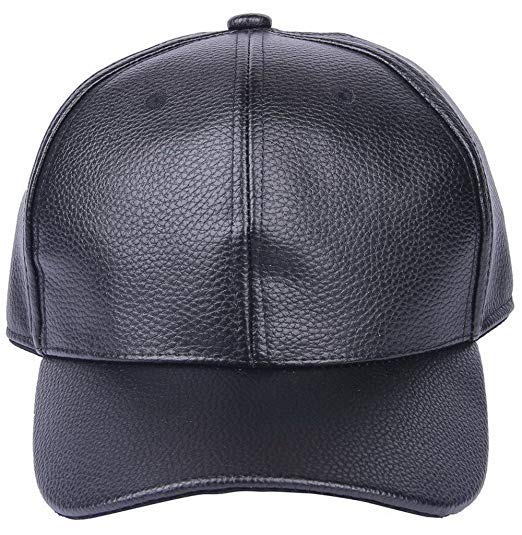 Bigood(TM) PU Leather Solid Adjustable Baseball Golf Cap Outdoor Hat