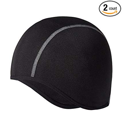 Houmous [BLACK 2 PACK] Winter Cycling Thermal Skull Cap Helmet Liner with Ear Covers for Men-Perfect under Helmets