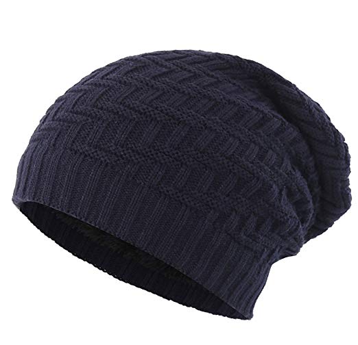 Connectyle Mens Thick Slouchy Knit Beanie Hat Lined Warm Winter Hats Watch Cap