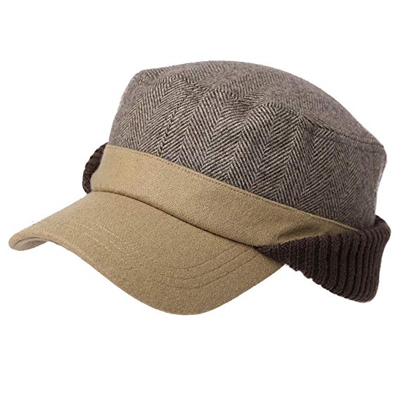 Winter Wool Baseball Cap Earflap Hat Fitted Hunt Military Hats Soft Lined SIGGI